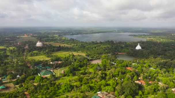 Drone Aéreo Templos Mosteiros Budistas Anuradhapura Sri Lanka — Vídeo de Stock
