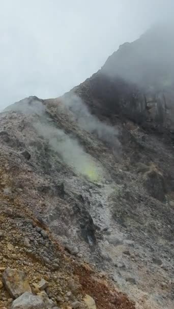 Active Volcano Sibayak Fumaroles Emitting Sulphuric Gases Sumatra Indonesia — Stock Video