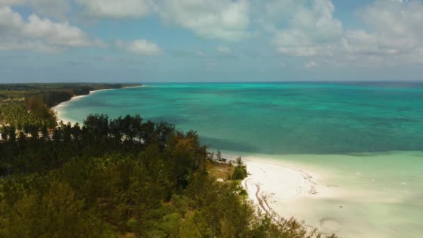 Isla Tropical Con Playa Arena Por Atolón Con Arrecife Coral — Vídeos de Stock