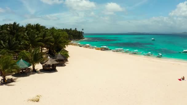 Île Tropicale Avec Belle Plage Palmiers Vue Sur Eau Turquoise — Video