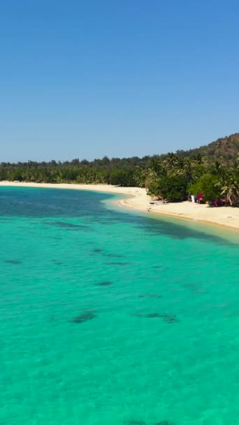 Vista Aérea Playa Tropical Con Palmeras Pagudpud Ilocos Norte Filipinas — Vídeos de Stock
