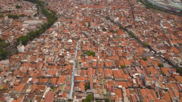 Luftbild Dicht Bebaute Asiatische Stadt Städtisches Umfeld Asien Moderne Stadt — Stockvideo