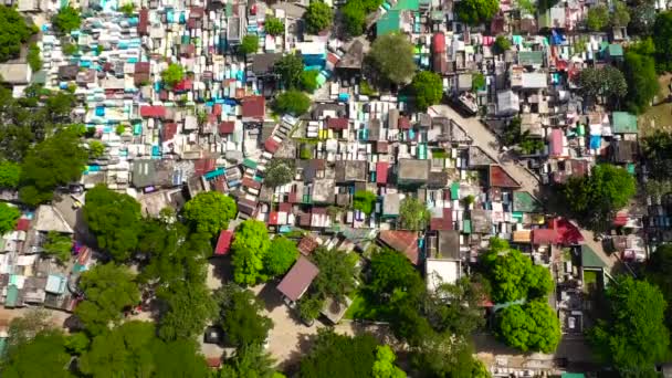Berömd Kyrkogård Staden Manila Där Människor Bor Bland Gravar Och — Stockvideo