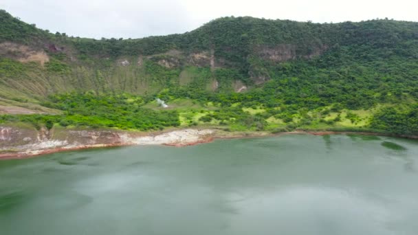 Paesaggio Del Lago Crater Sulla Cima Del Vulcano Taal Drone — Video Stock