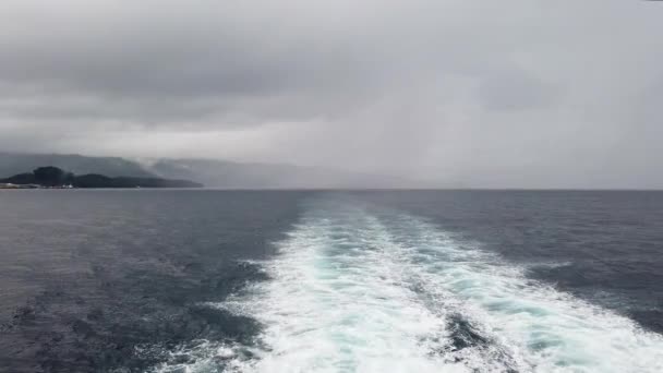 Trilho Água Espumar Atrás Barco Ferry Superfície Água Atrás Ferry — Vídeo de Stock
