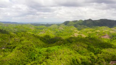 Yeşil tepeli dağ manzarası. Bohol, Filipinler. Yaz manzarası.