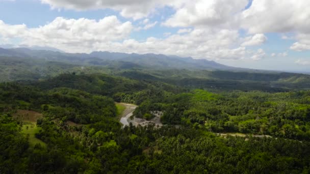 Vista Aérea Rio Nas Montanhas Entre Floresta Tropical Mindanao Filipinas — Vídeo de Stock
