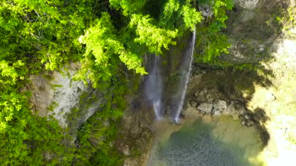 Wasserfall Regenwald Dschungel Von Oben Tropische Kilab Kilab Fälle Bergdschungel — Stockvideo
