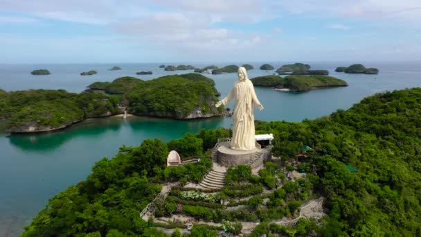 Vista Aérea Parque Nacional Das Cem Ilhas Estátua Jesus Cristo — Vídeo de Stock