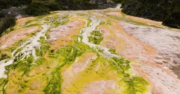 Vista Superior Del Río Azufre Hirviendo Geotermal Caliente Manantiales Debido — Vídeos de Stock