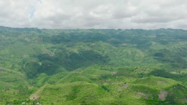 Paisaje Montaña Montañas Con Bosques Verdes Tierras Agrícolas Con Plantaciones — Vídeo de stock