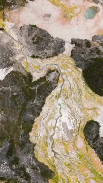 Повітряний Вид Вулканічної Активності Геотермальної Весни Киплячою Водою Сіпохолон Суматра — стокове відео