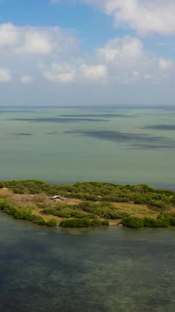 Ένα Τροπικό Νησί Ένα Μπλε Κόλπο Ενάντια Στον Ουρανό Και — Αρχείο Βίντεο