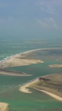 Aerial view of Limestone shoals, that were formerly a land bridge between India and Sri Lanka. Adams Bridge.