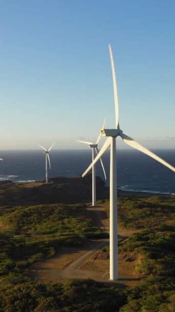 Wind Turbine Power Generators Sea Coastline Alternative Renewable Energy Philippines — Stok video