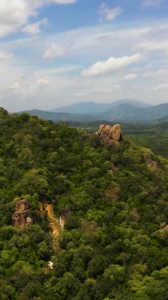 Вид Воздуха Долину Среди Гор Холмов Тропическими Лесами Джунглями Шри — стоковое видео