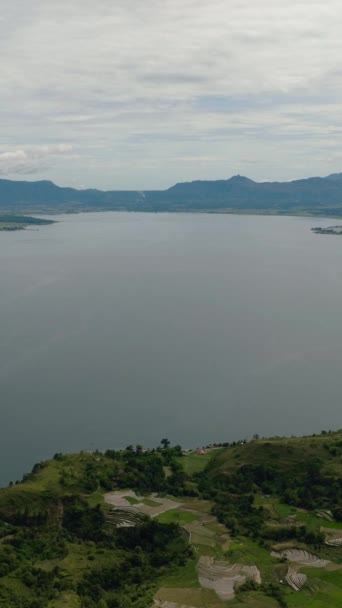 Jezioro Toba Pola Uprawne Pól Ryżowych Górach Sumatra Indonezja — Wideo stockowe