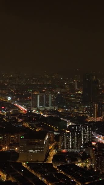 Kuala Lumpur Malaysia September 2022 Aerial View Night Illumination Kuala — Stock Video