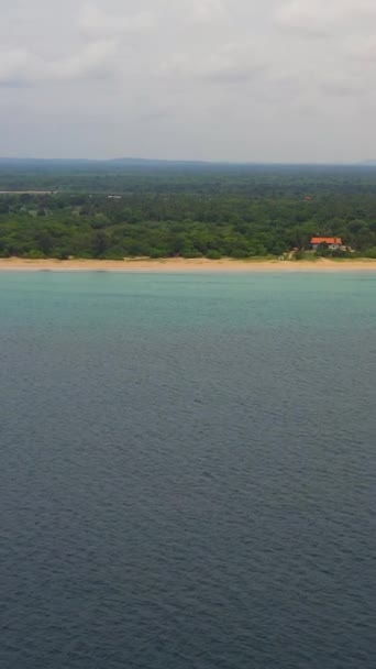Kumlu Plajı Olan Sri Lanka Adasının Deniz Kıyısında Denizin Kenarından — Stok video
