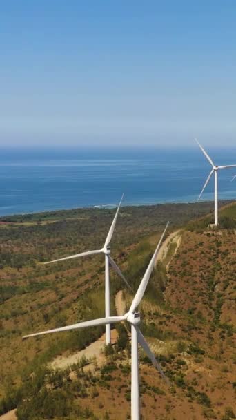 Aerial View Group Windmills Renewable Electric Energy Production Wind Power — Stock videók