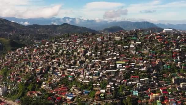 Вид Сверху Город Багио Разноцветными Домами Горной Провинции Филиппины Luzon — стоковое видео