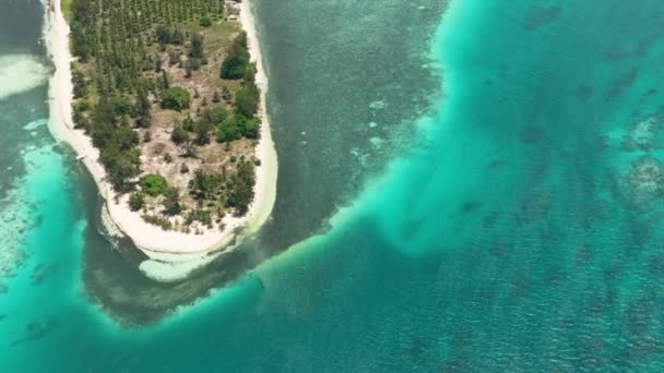 拥有海滩和棕榈树的热带岛屿俯瞰全景 卡纳本甘岛 巴拉巴 巴拉旺 菲律宾 — 图库视频影像