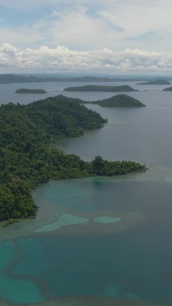 Drone Aereo Costa Con Foresta Pluviale Isole Tropicali Nella Baia — Video Stock