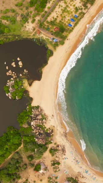 Beautiful Sandy Beach Sea Surf Waves Sri Lanka — Video