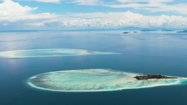 Luchtfoto Van Tropische Eiland Koraalatollen Tropen Tun Sakaran Marine Park — Stockvideo