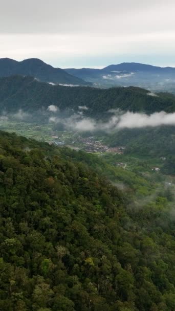 Vallei Met Vulkanische Activiteit Dorp Sibajak Vulkaan Berastagi Sumatra Indonesië — Stockvideo