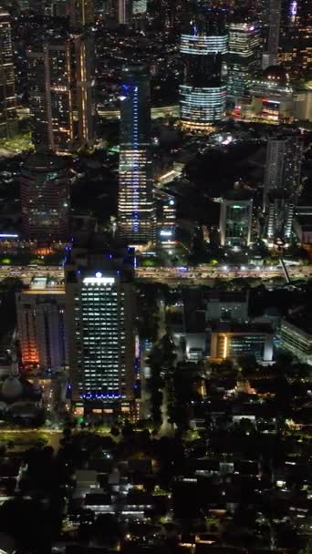 Вулиці Будівлі Джакарти Освітлені Вночі — стокове відео