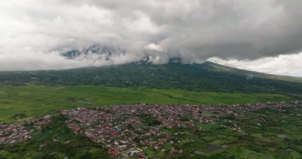 Pemandangan Udara Lembah Dengan Perkebunan Teh Dan Lahan Pertanian Dataran — Stok Video