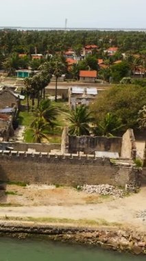 Aerial view of ancient Portuguese fort on the island of Mannar, Sri Lanka.