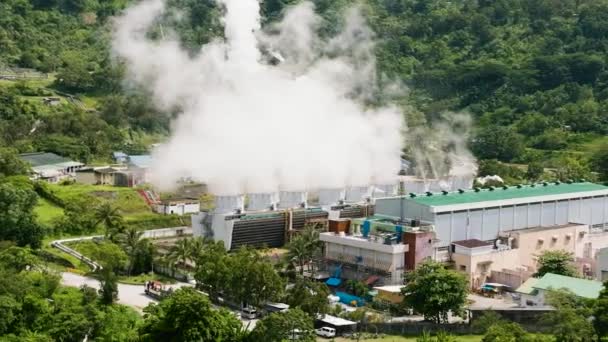 Geotermální Elektrárna Geotermální Stanice Párou Trubkami Negři Filipíny — Stock video