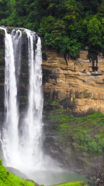 Drohne Der Laxapanafalls Einer Gebirgsschlucht Wasserfall Tropischen Wald — Stockvideo