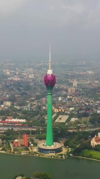 Aerial View Lotus Tower Colombo City Sri Lanka — Stockvideo