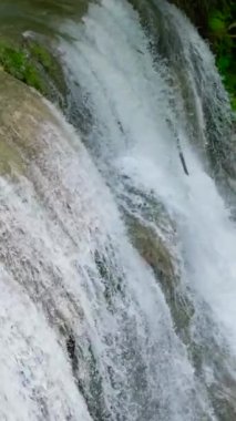 Lusno şelalesi tropikal ormanda ağır çekimde. Cebu, Filipinler.