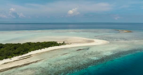 Tropikal Mavi Denizde Kumlu Bir Ada Manzarası Tropikal Bir Manzara — Stok video
