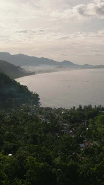 Coast Sunrise Covered Fog Sumatra Indonesia — Stock Video