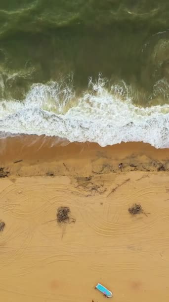 Krásná Písečná Pláž Mořský Příboj Vlnami Negombo Srí Lanka — Stock video