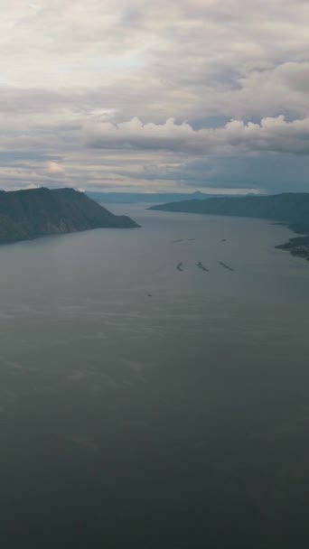 Veduta Aerea Del Lago Toba Samosir Island Tramonto Sumatra Indonesia — Video Stock