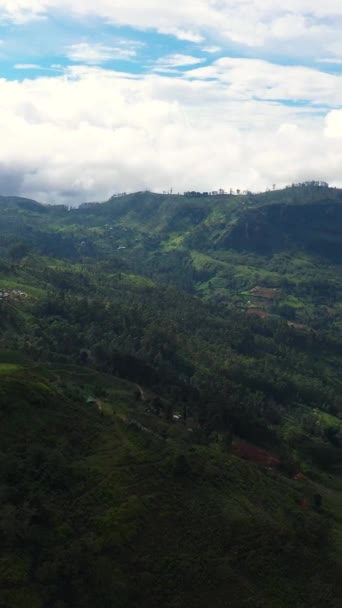 Montañas Colinas Con Plantaciones Verde Sri Lanka Vista Desde Arriba — Vídeo de stock