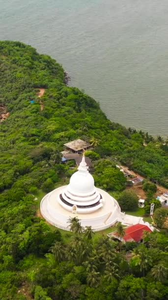 Top View Japanese Peace Pagoda Buddhist Temple Unawatuna Sri Lanka — Stock Video