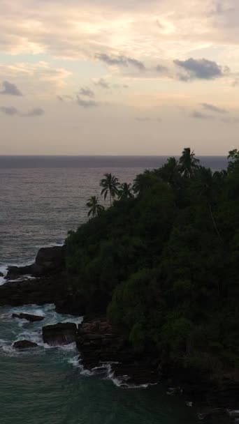 Top Uitzicht Kust Van Sri Lanka Oceaan Tijdens Zonsondergang Hiriketiya — Stockvideo