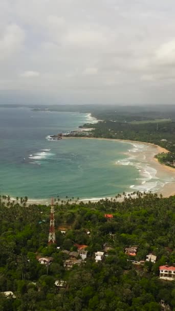 Otellerin Dickwella Sahili Nin Havadan Görünüşü Sri Lanka — Stok video