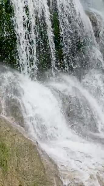 Waterfall Green Forest Slow Motion Lusno Falls Jungle Cebu Philippines — Stok video