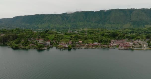 Tobasee Und Insel Samosir Tuk Tuk Traditionelles Dorf Und Touristenziel — Stockvideo