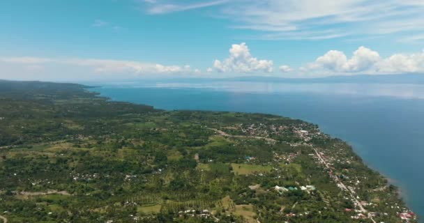 Vista Aérea Costa Ilha Negros Com Vilas Aldeias Filipinas — Vídeo de Stock