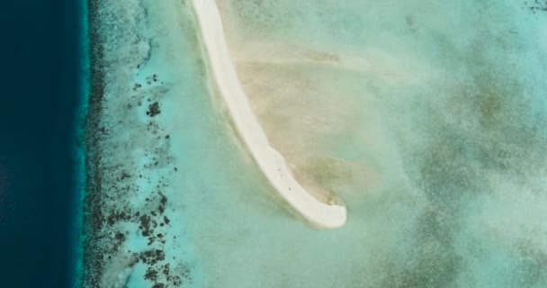 Vista Aérea Praia Arenosa Recife Coral Sandbar Atol Islet Timba — Vídeo de Stock