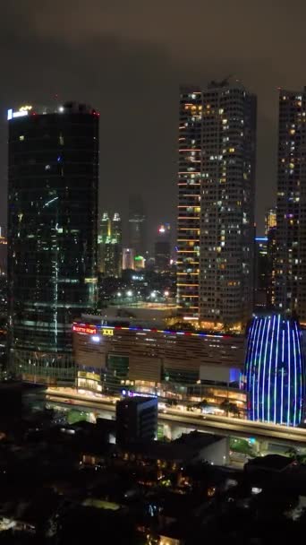 Вид Зверху Шосе Хмарочоси Джакарті Вночі — стокове відео